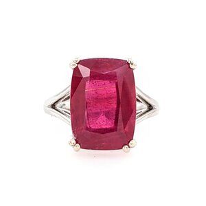 9.3cts Madagascar Ruby Ring in Solid 14K White Gold | Solitaire Ring